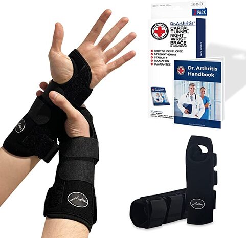 Fibee 2 Pack Night Wrist Sleep Support Brace, Carpal Tunnel Wrist Brace  Night Support, Adjustable Compression Wrist Splint for Tendonitis Arthritis