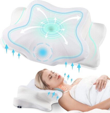 Award-winning Chiropractic Neck Pillow, Blue Neck Support, Neck Pain  Relief, Cervical Pillow, Neck Traction, Size Medium 
